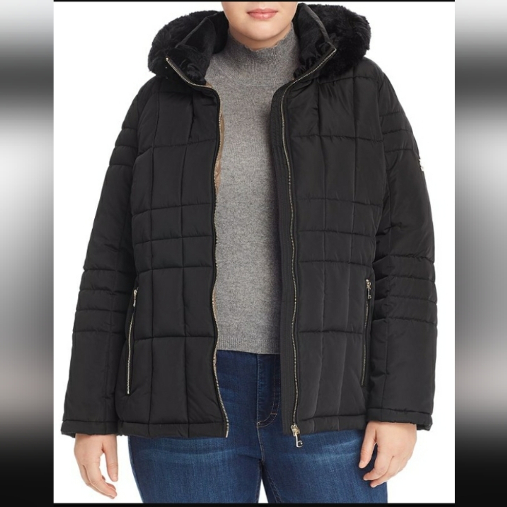 Plus Size 1x Calvin Klein Black Puffer Jacket Winter Coat Women's